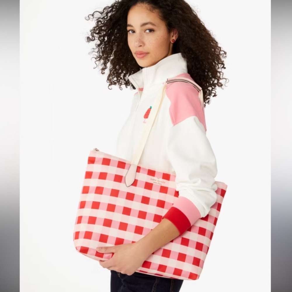 NWOT - has some original packaging Kate Spade Red and White Checkered Tote Bag - Picture 2 of 3